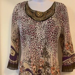 Investments Animal Print Dress Shirt  Beaded Neck